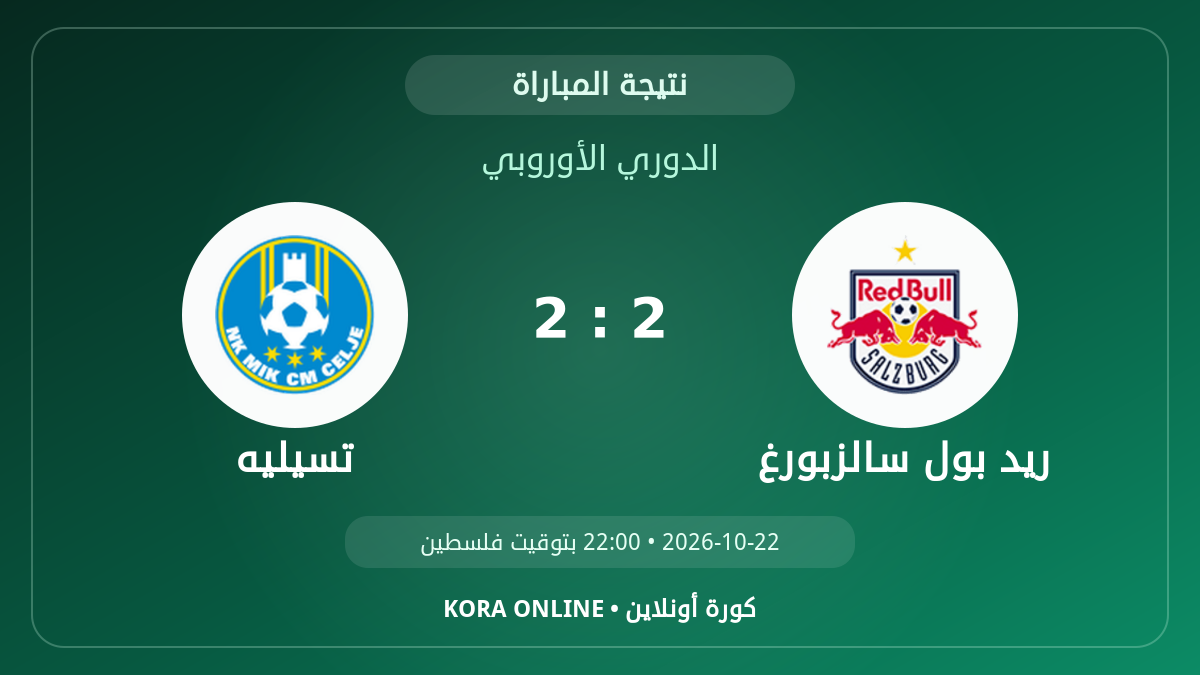 تسيليه 2–2 ريد بول سالزبورغ.. النتيجة النهائية للمواجهة