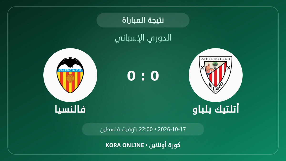 فالنسيا 0-0 أتلتيك بلباو | نتيجة المباراة