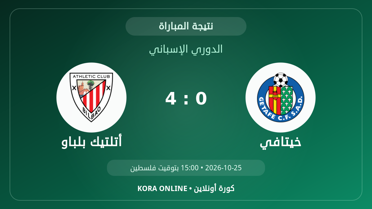 أتلتيك بلباو 4 - 0 خيتافي | نتيجة المباراة