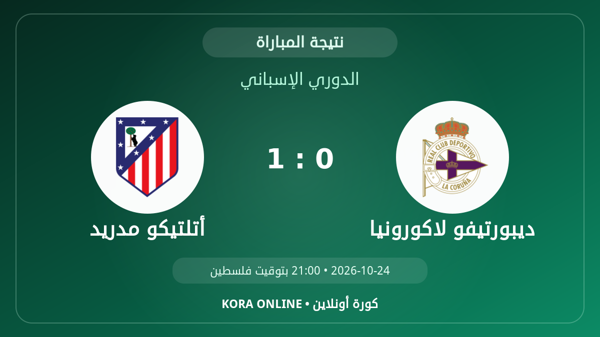 أتلتيكو مدريد 1 - 0 ديبورتيفو لاكورونيا | نتيجة المباراة