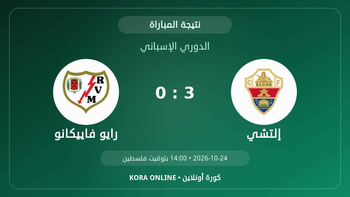 رايو فاييكانو 0 - 3 إلتشي | نتيجة المباراة