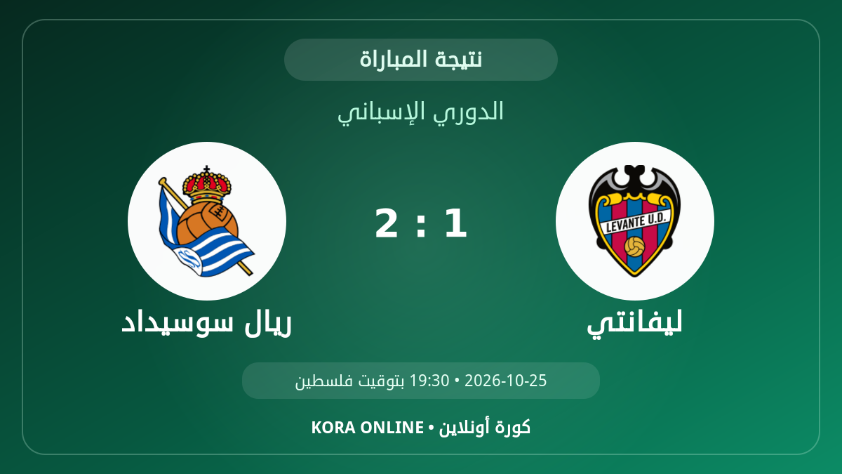 ريال سوسيداد 2 - 1 ليفانتي | نتيجة المباراة