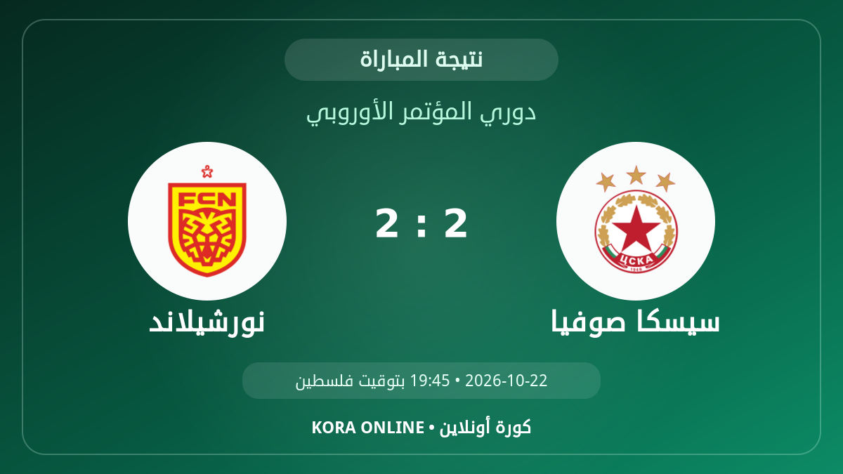 نورشيلاند 2 - 2 سيسكا صوفيا | نتيجة المباراة