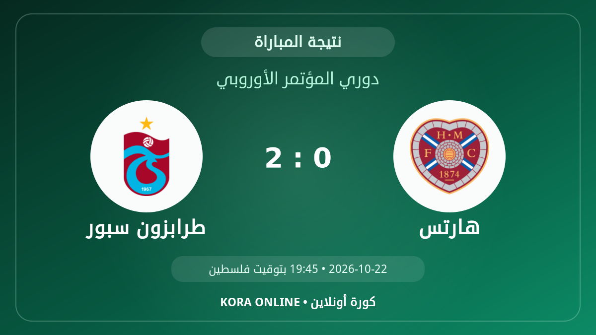 طرابزون سبور 2 - 0 هارتس | نتيجة المباراة